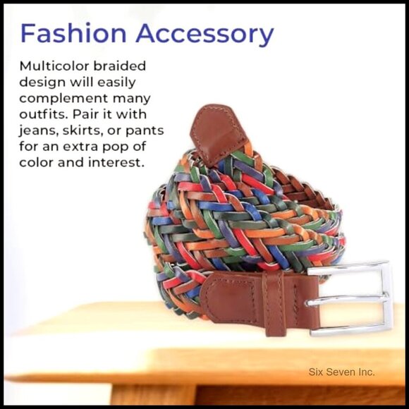 Adjustable Vegan Leather Braided Belt, Women\'s Casual Accessory, No-Holes Design main image 5
